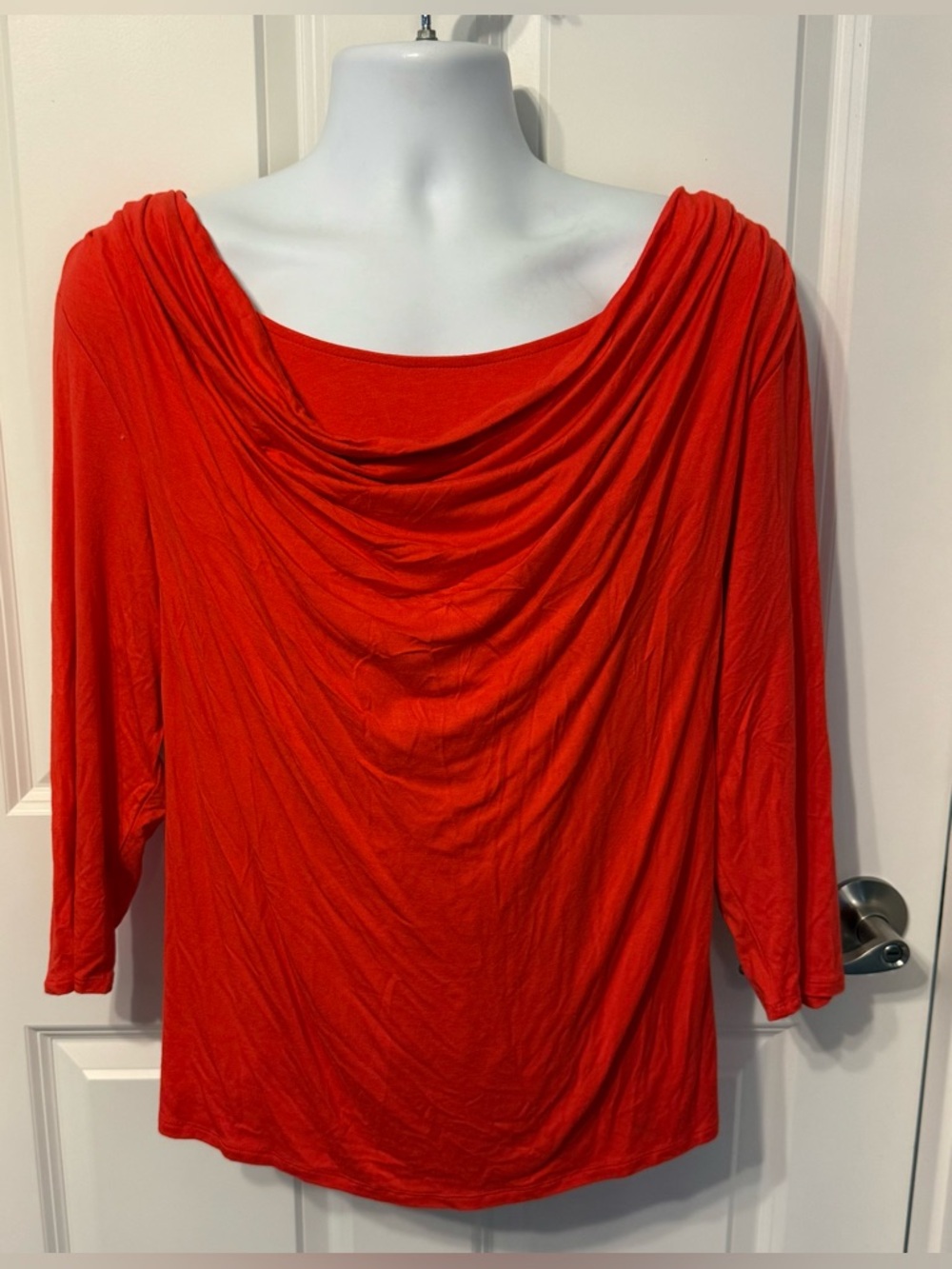 Grace Elements Red Draped Boatneck Top